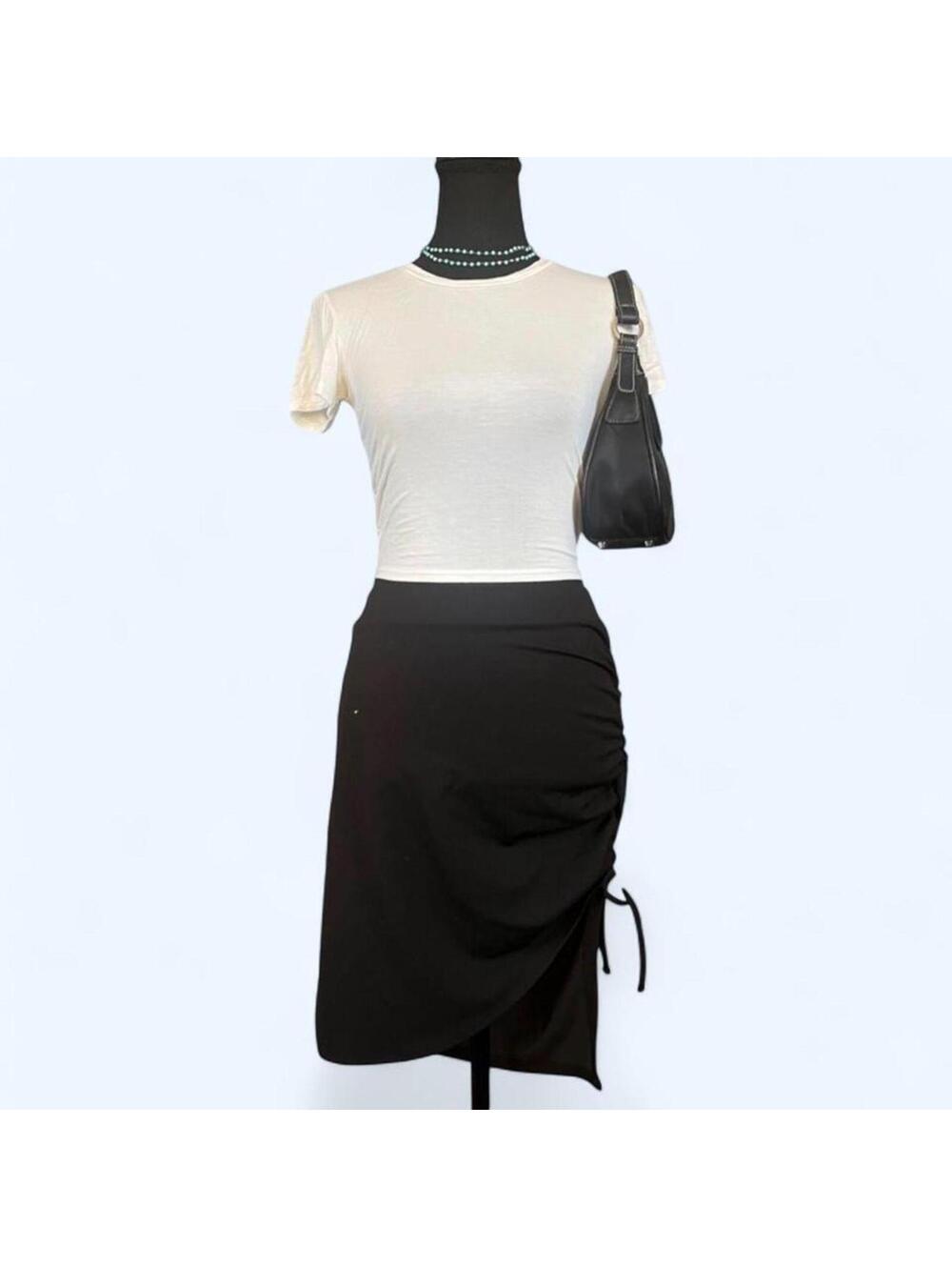 Vintage Y2K black coquette casual tie side midi skirt size medium 🖤
